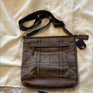 Coach Brown Plaid Crossbody Bag